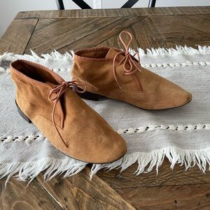 Repetto Suede Lace-Up Ankle Boots in Cognac Brown